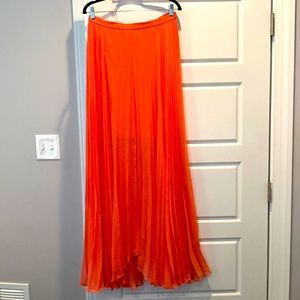Alice and Olivia pleated orange maxi skirt